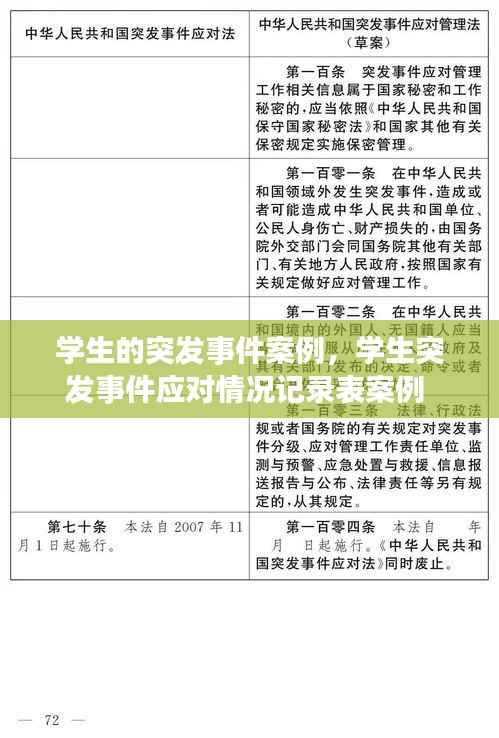 学生的突发事件案例，学生突发事件应对情况记录表案例 