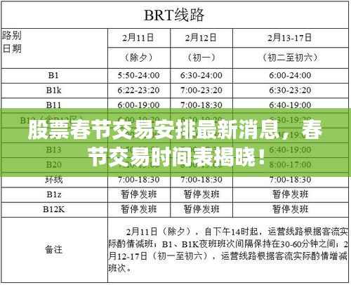 股票春节交易安排最新消息，春节交易时间表揭晓！